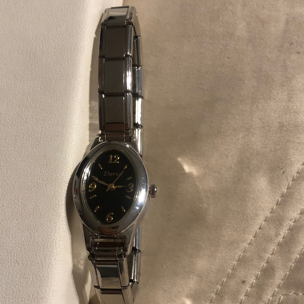 Women's Silver Bracelet Watch with Black Dial